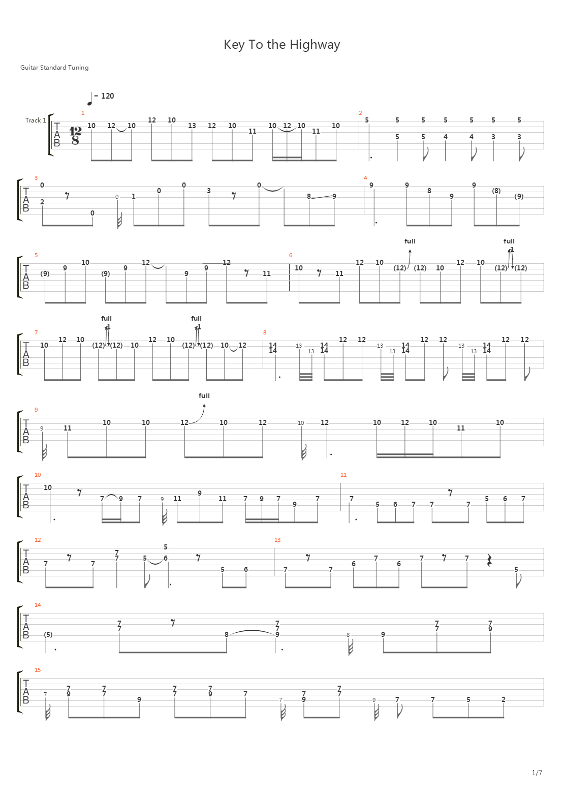 Key To The Highway吉他谱