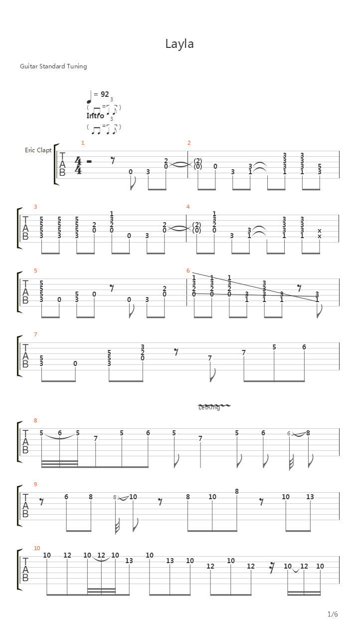 Layla吉他谱
