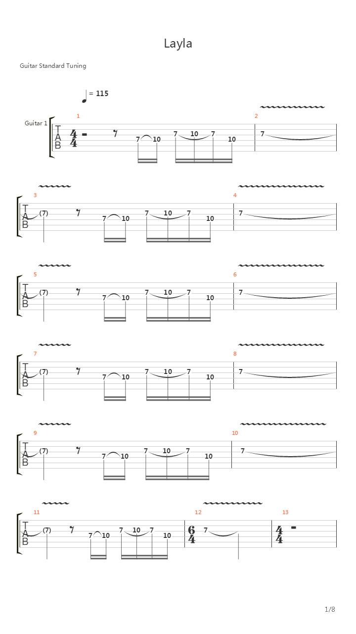 Layla吉他谱