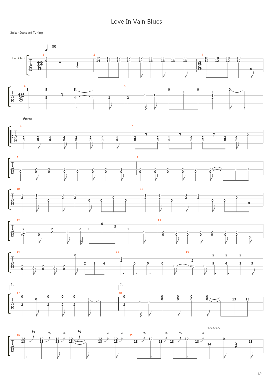 Love In Vain Blues吉他谱