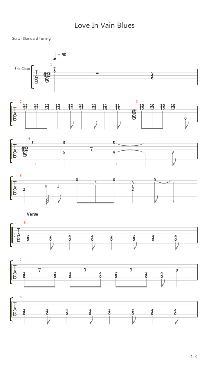 Love In Vain Blues吉他谱