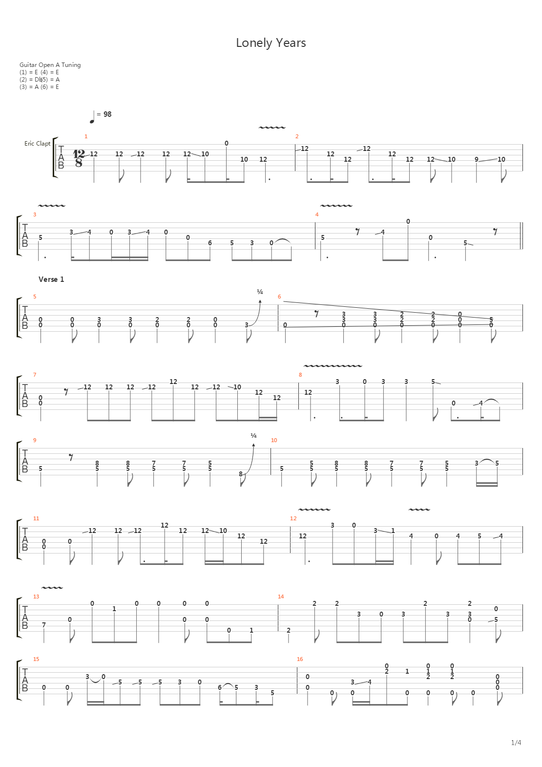 Lonely Years吉他谱