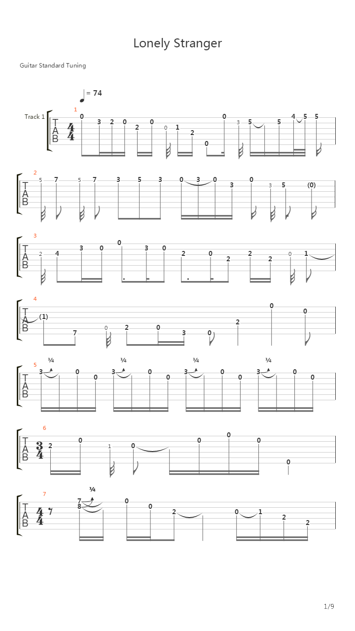 Lonely Stranger吉他谱