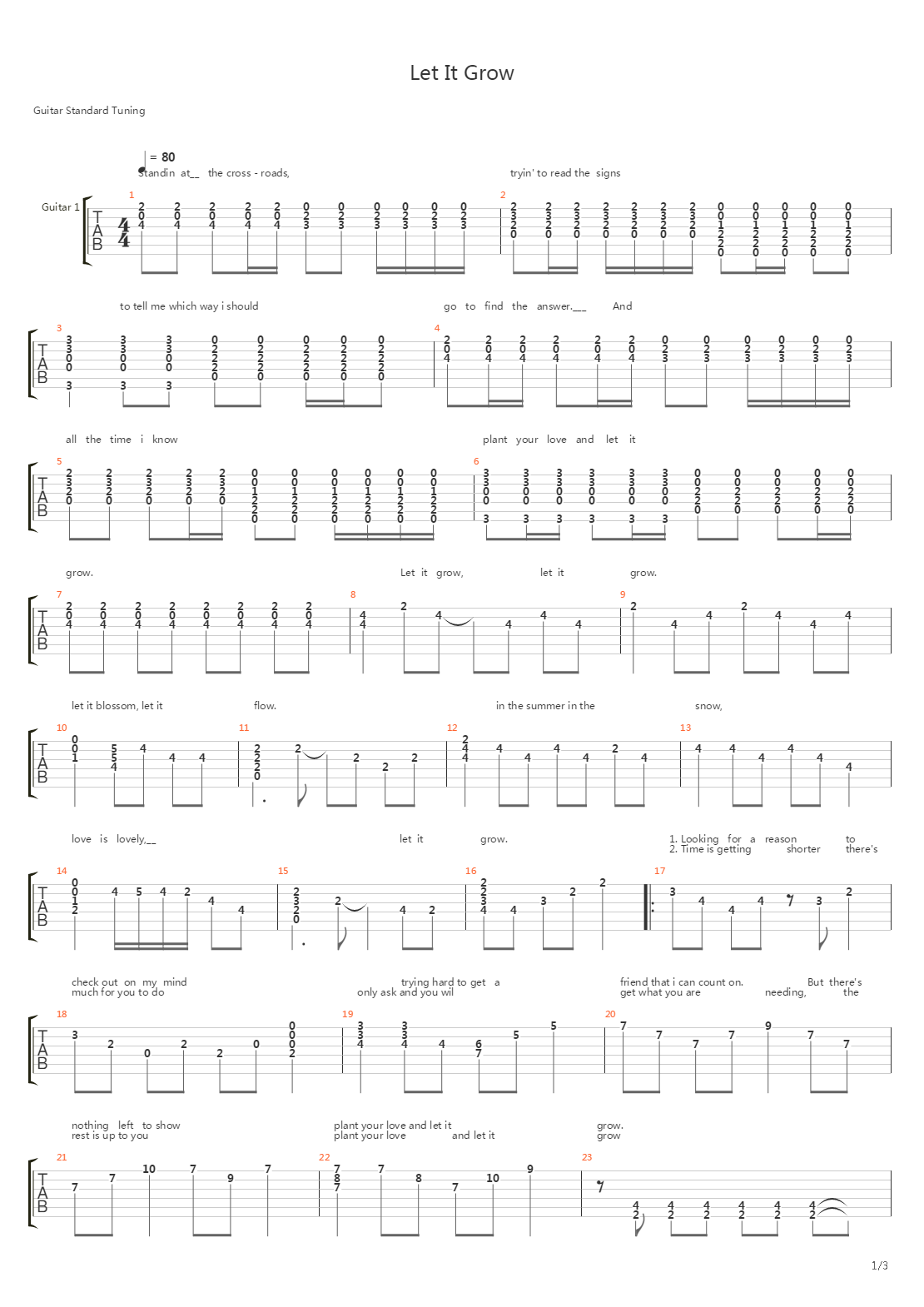 Let It Grow吉他谱