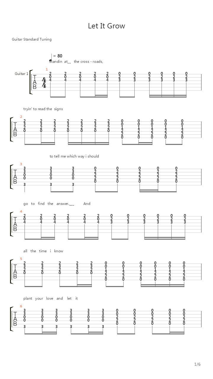 Let It Grow吉他谱