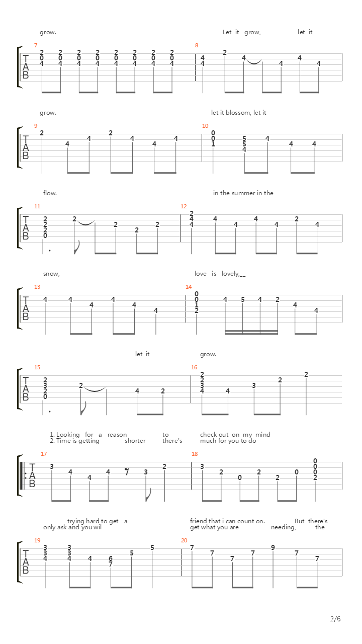 Let It Grow吉他谱