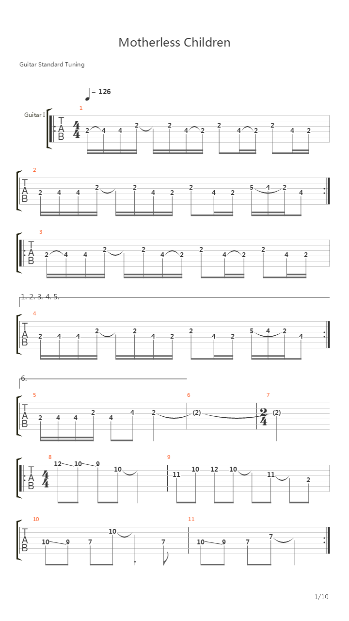 Motherless Children吉他谱