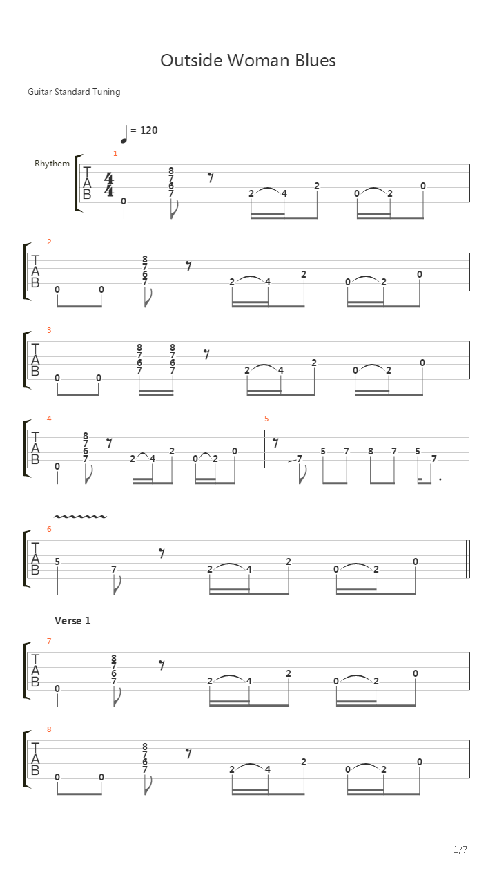 Outside Woman Blues吉他谱