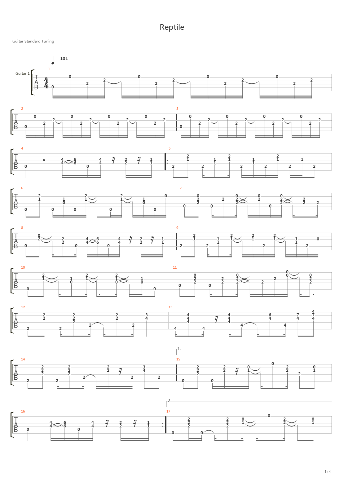 Reptile吉他谱