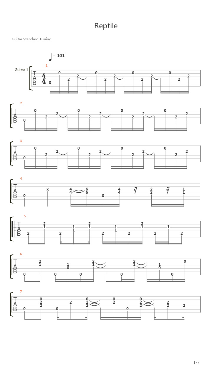 Reptile吉他谱