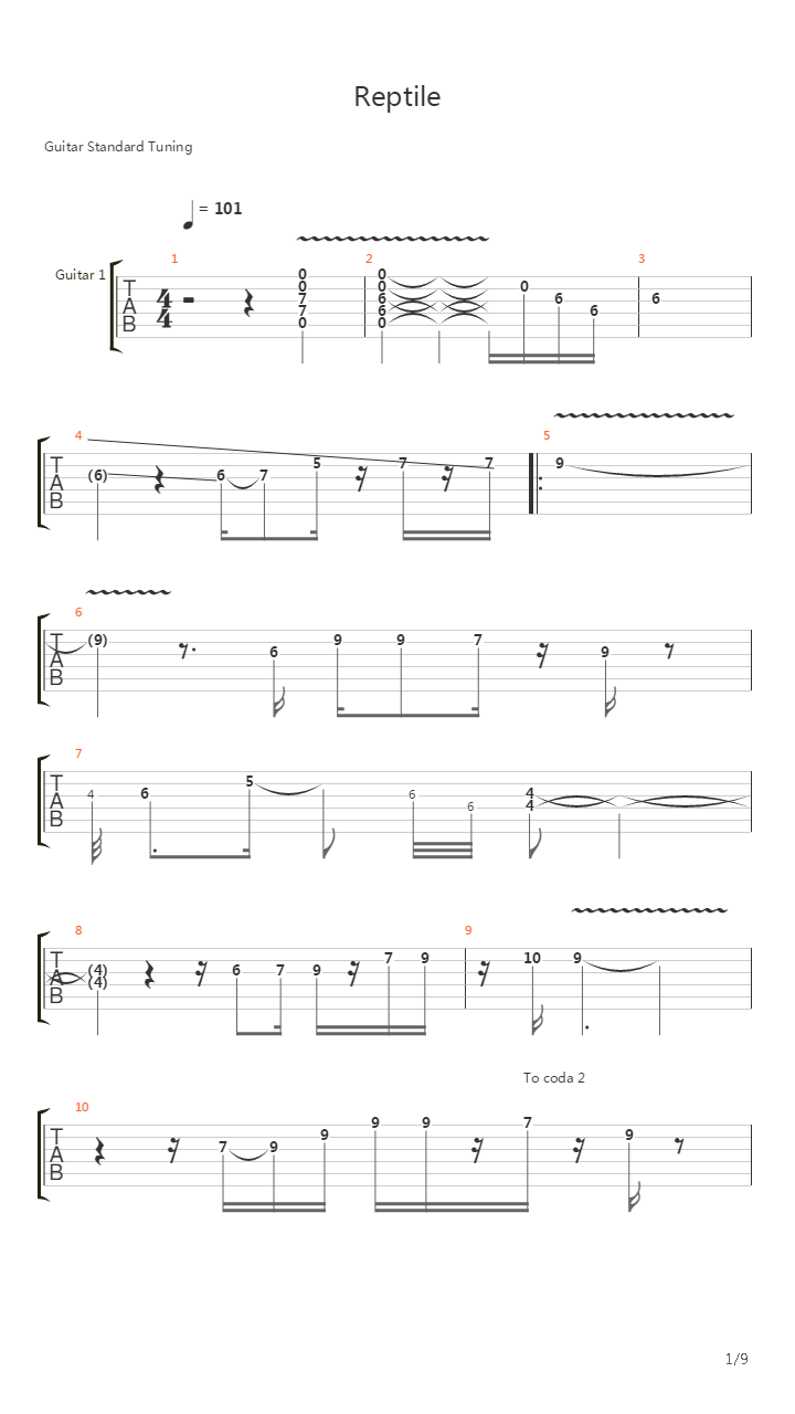 Reptile吉他谱