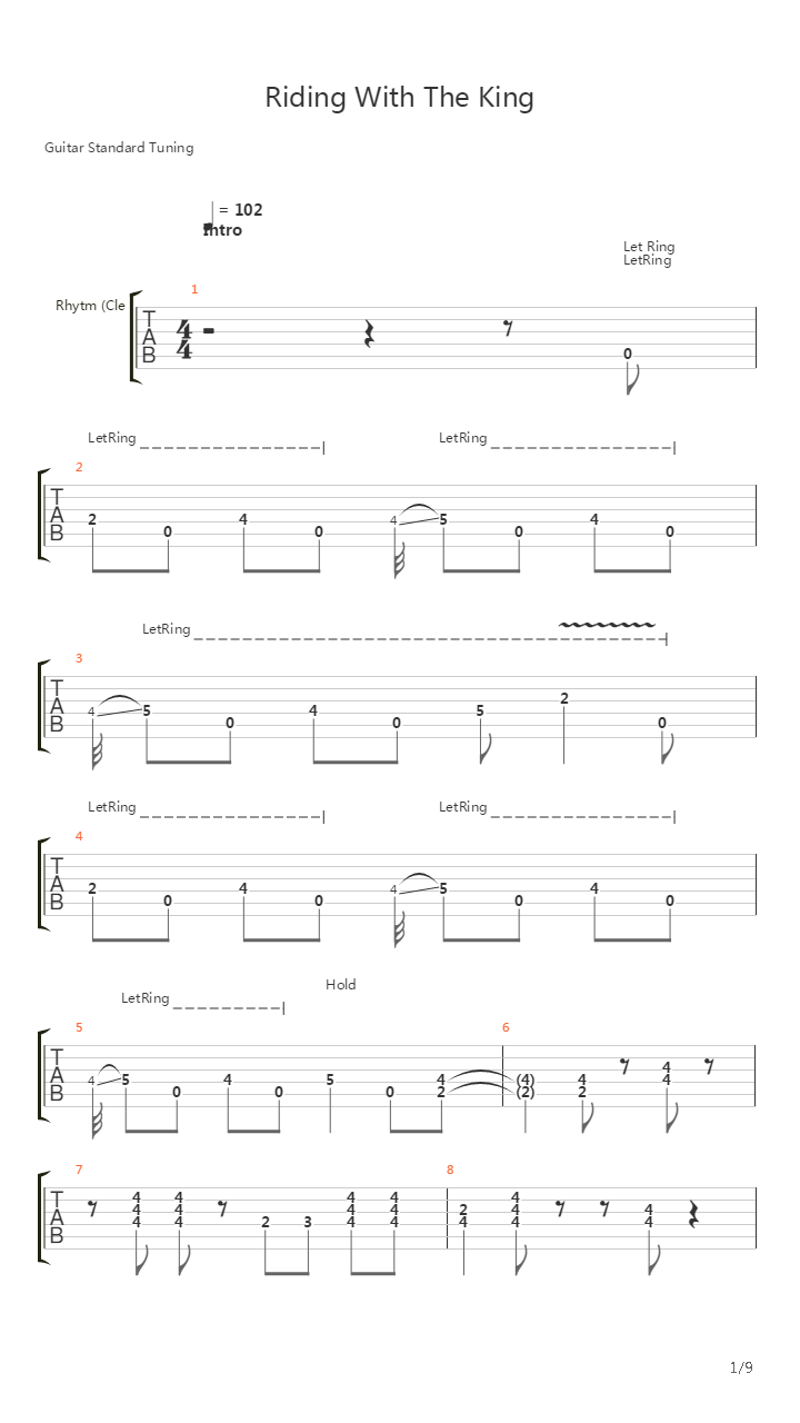 Riding With The King吉他谱