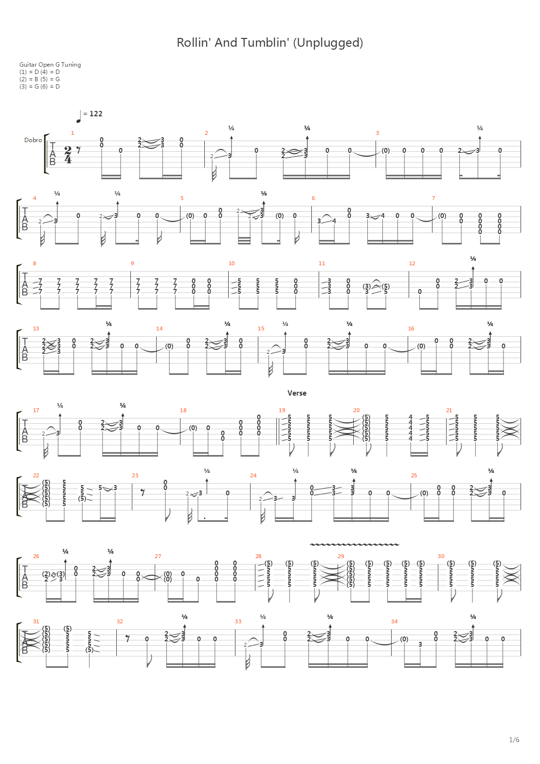 Rollin And Tumblin吉他谱