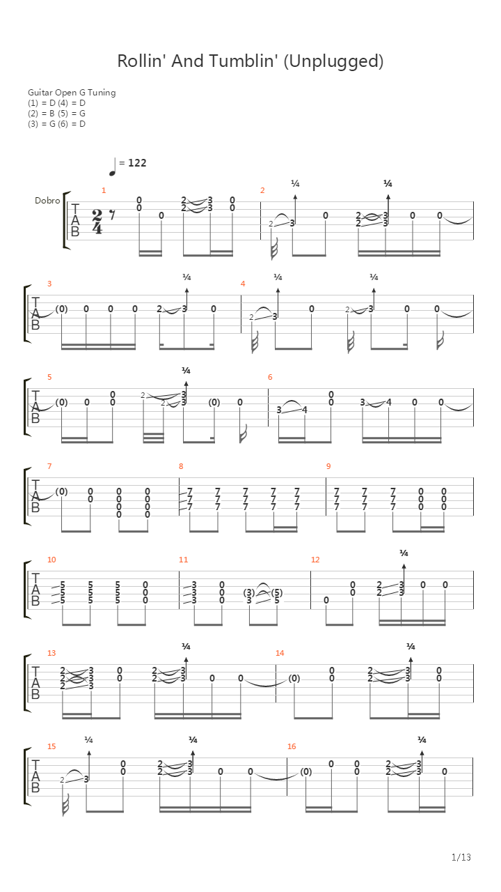 Rollin And Tumblin吉他谱