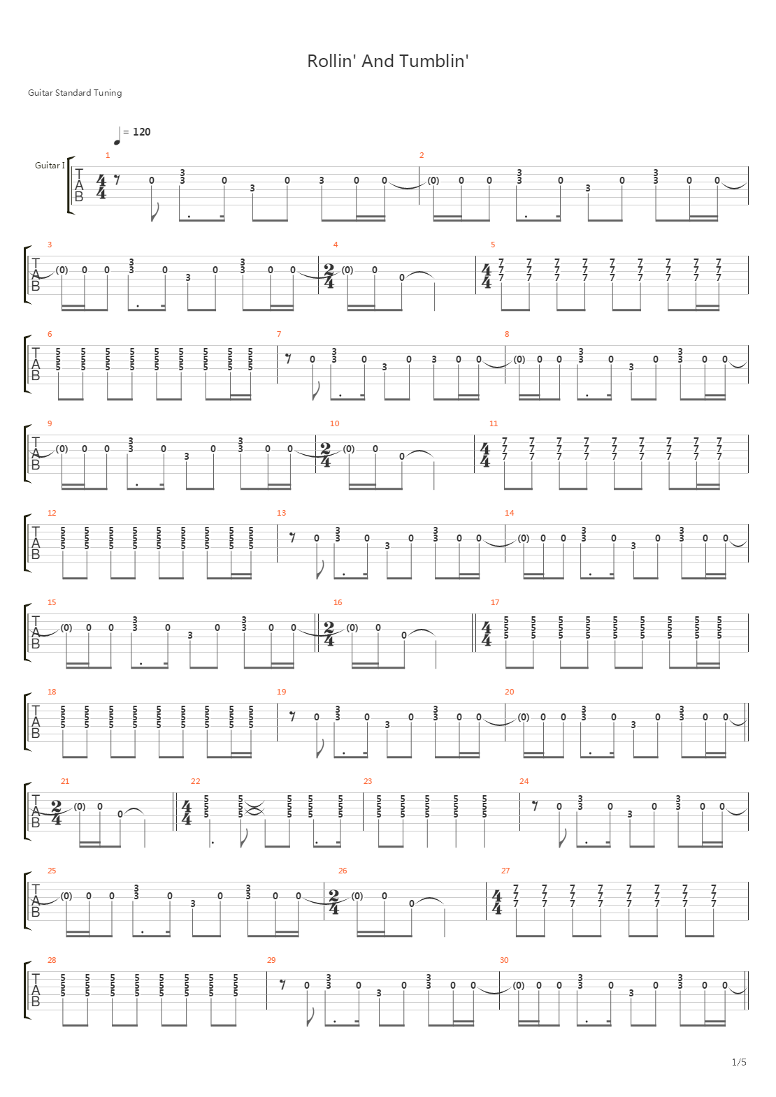 Rollin And Tumblin吉他谱