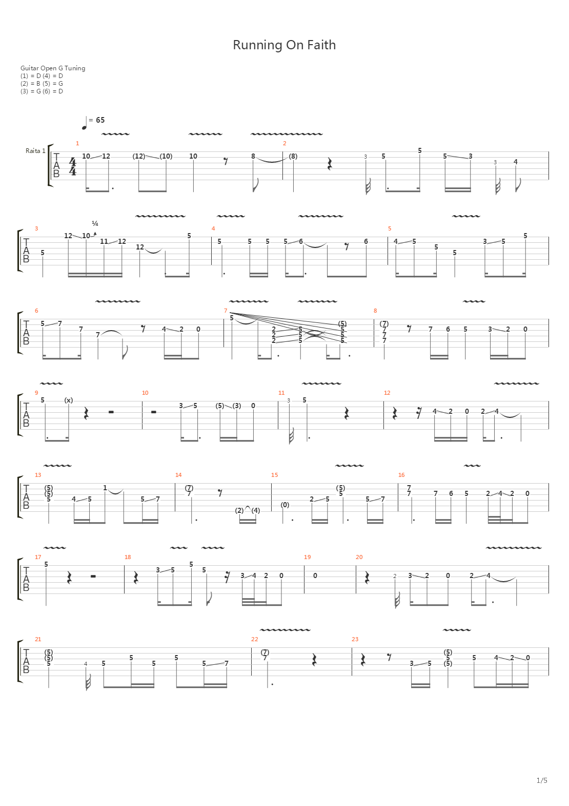 Running On Faith吉他谱