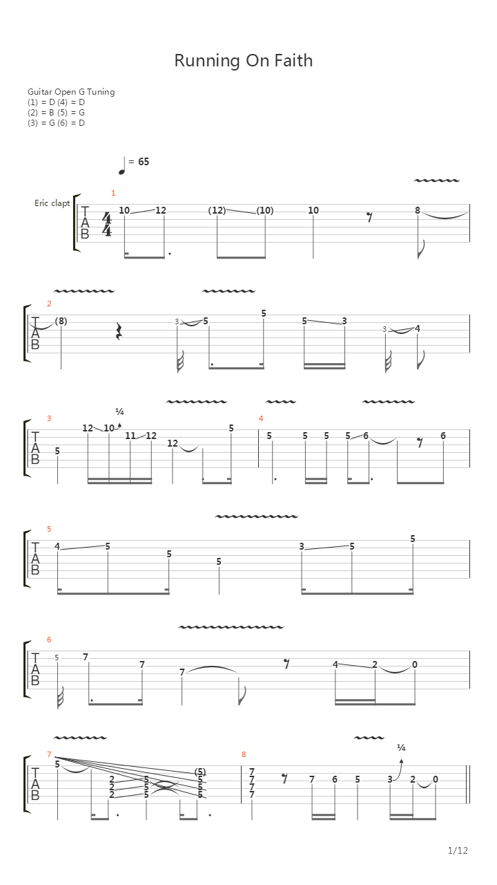 Running On Faith吉他谱