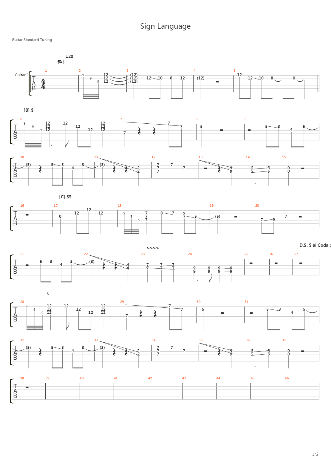Sign Language吉他谱