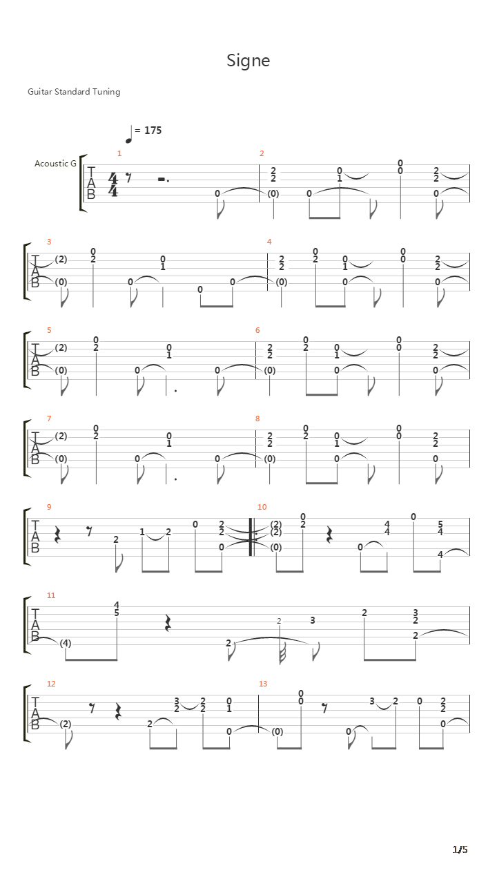 Signe吉他谱