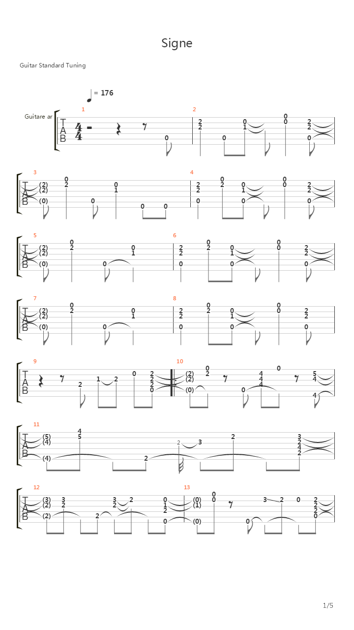 Signe吉他谱