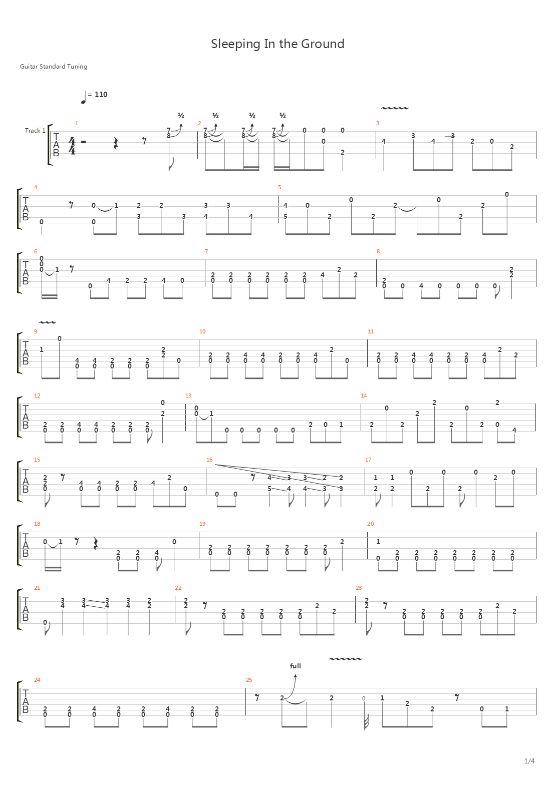 Sleeping In The Ground吉他谱