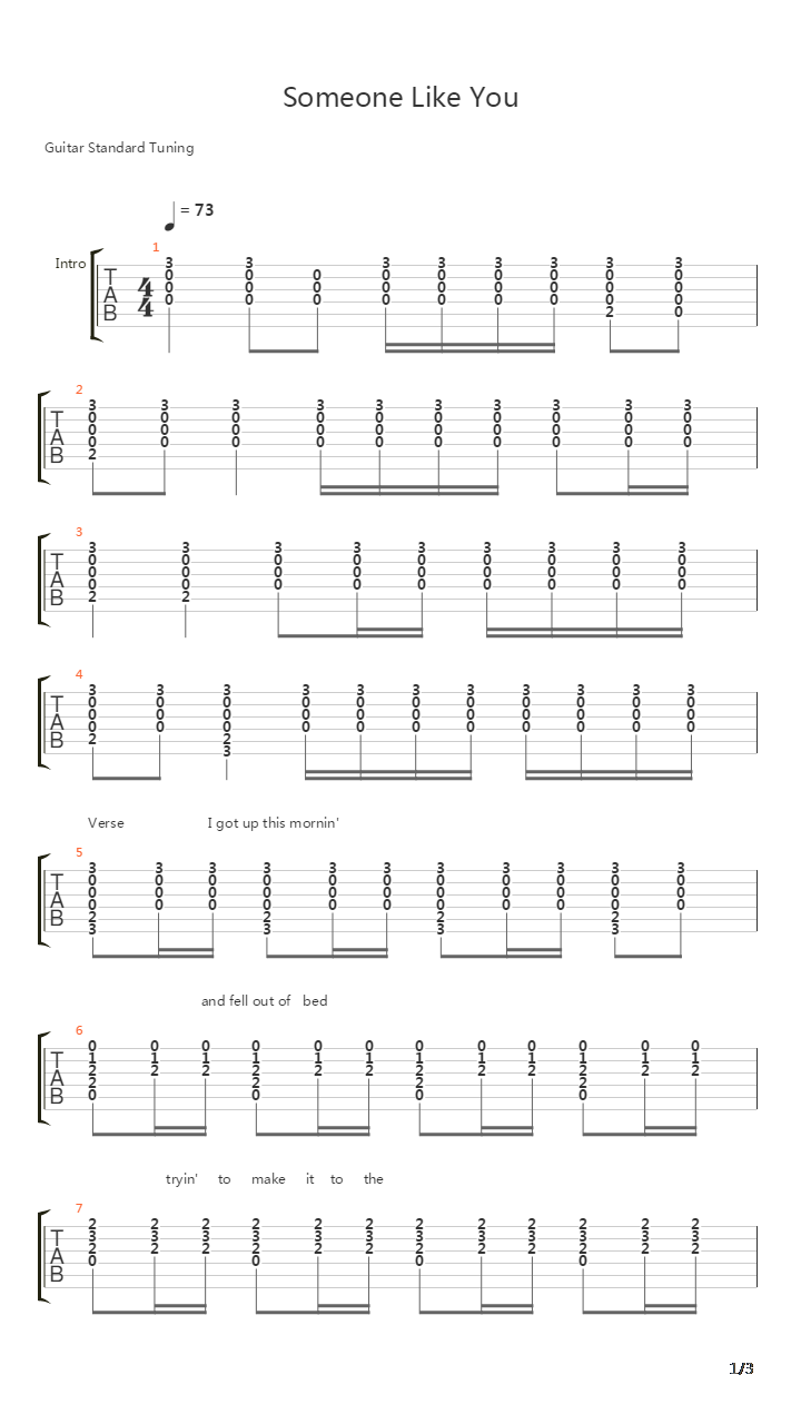 Someone Like You吉他谱