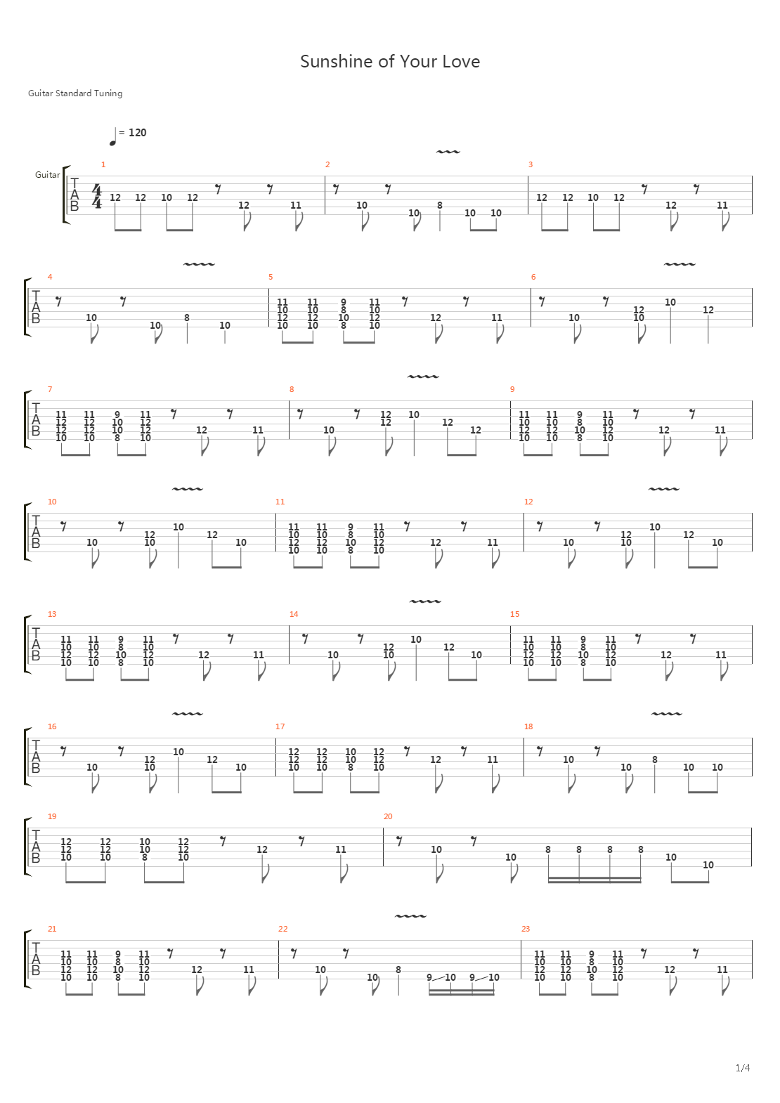 Sunshine Of Your Love吉他谱