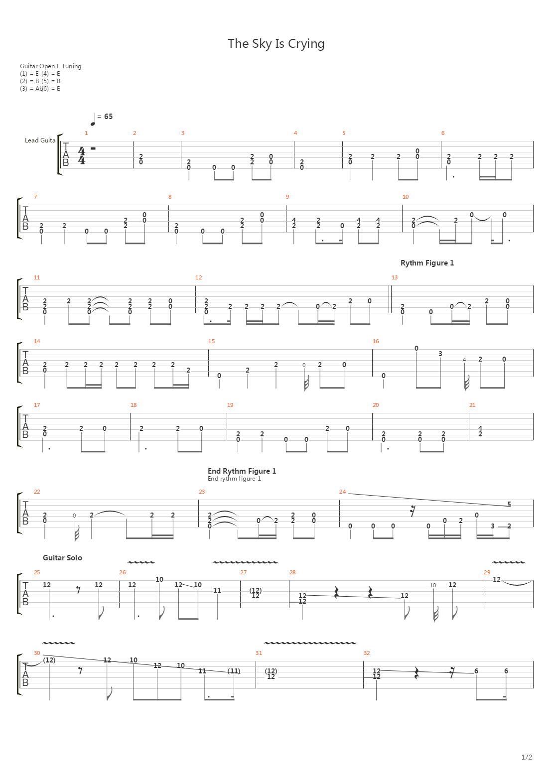 The Sky Is Crying吉他谱