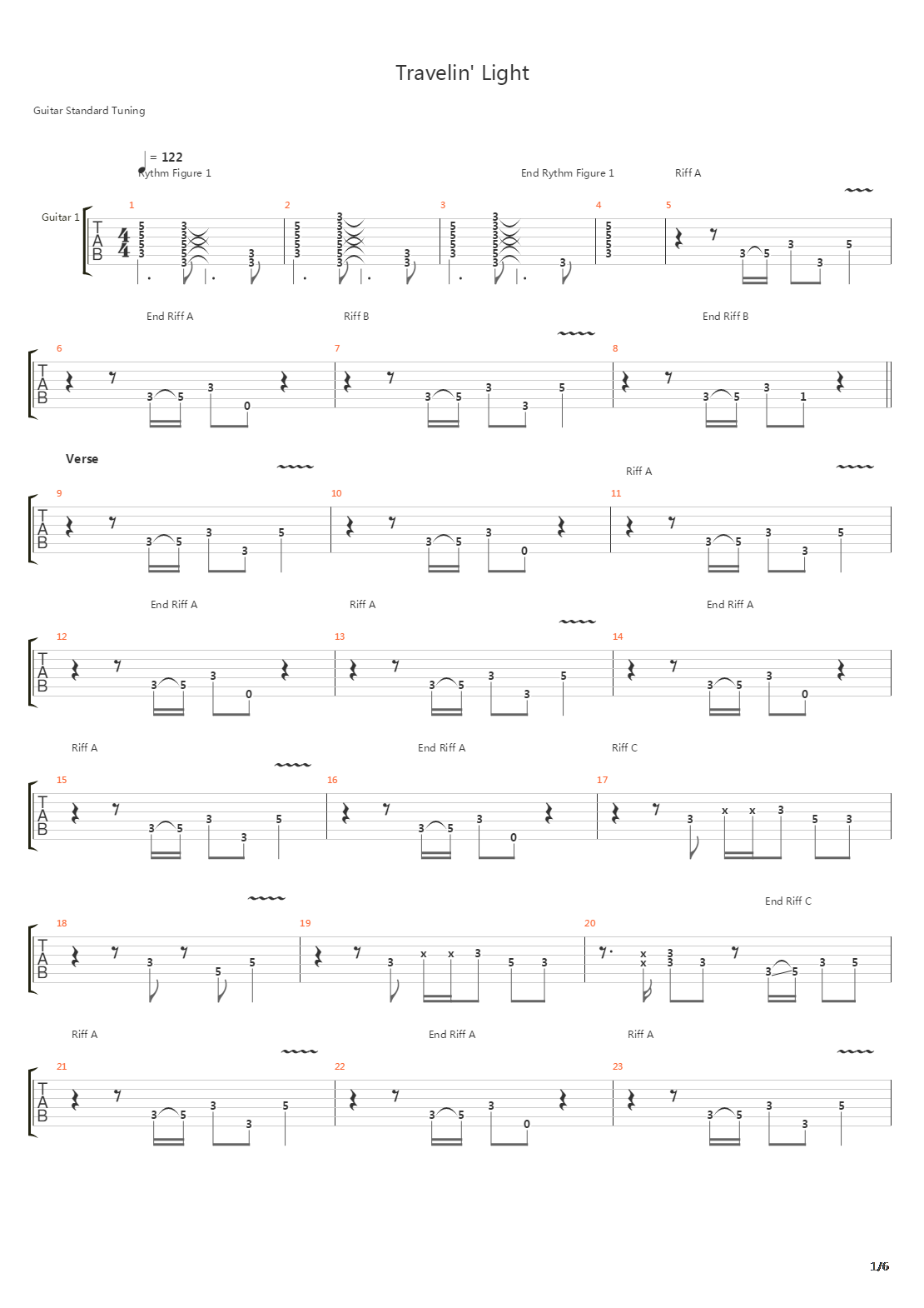 Travelin Light吉他谱