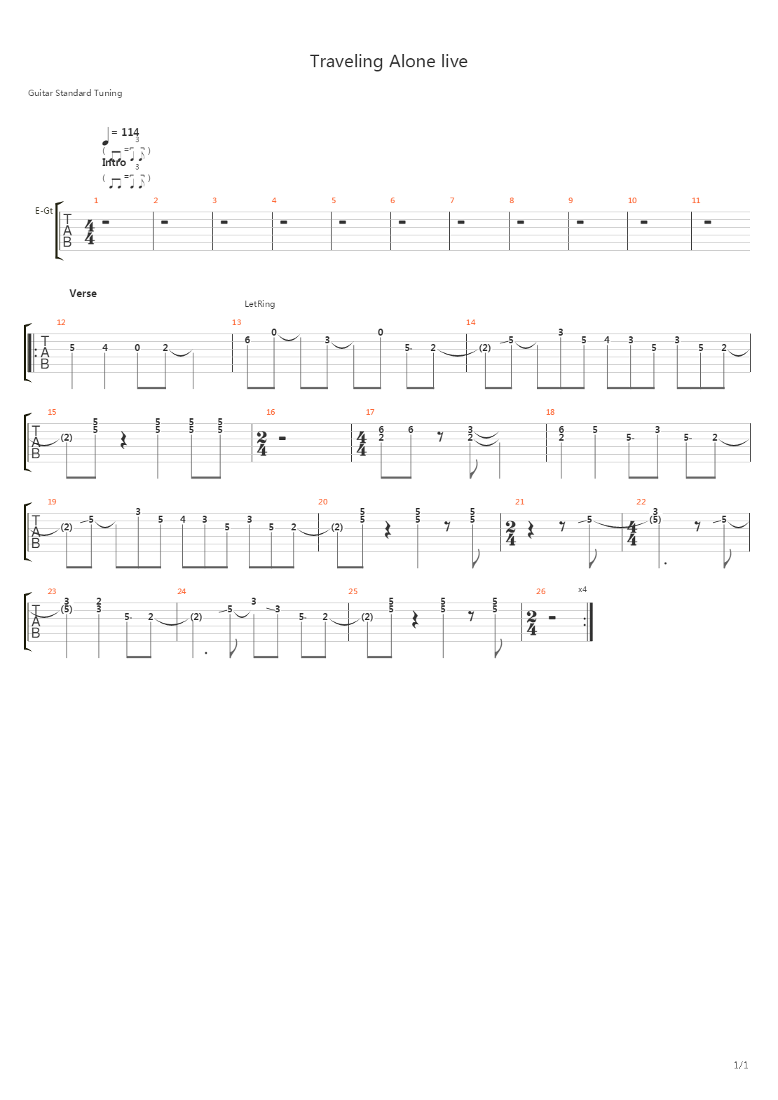 Traveling Alone吉他谱