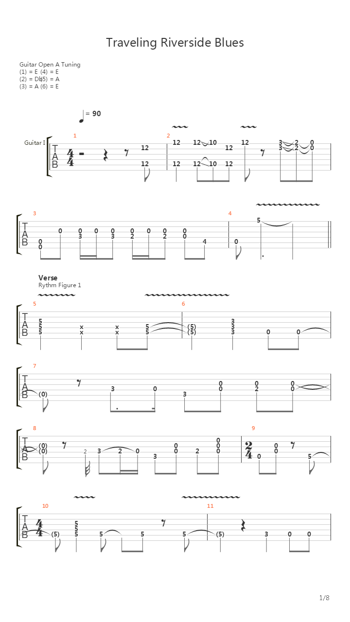 Traveling Riverside Blues吉他谱