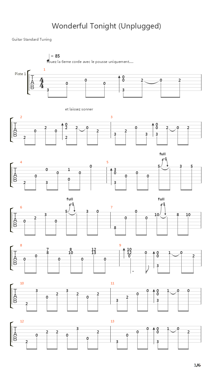 Wonderful Tonight吉他谱