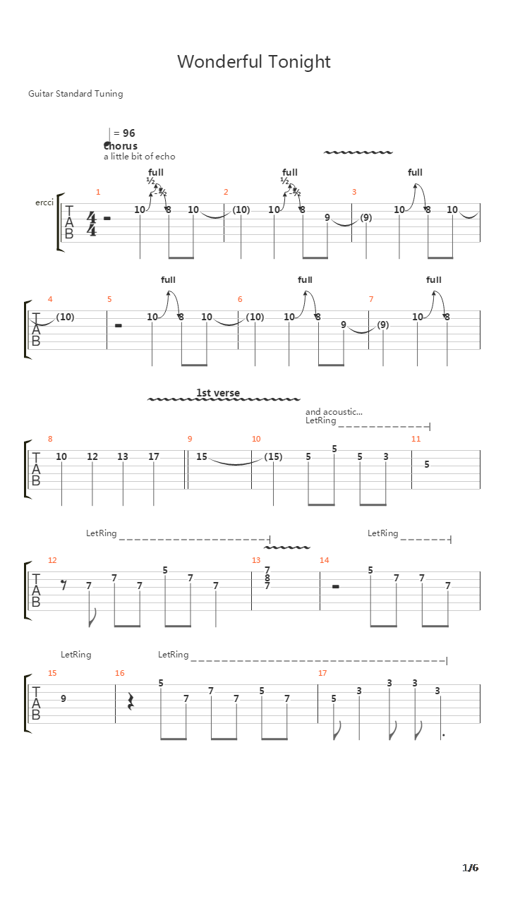 Wonderful Tonight吉他谱