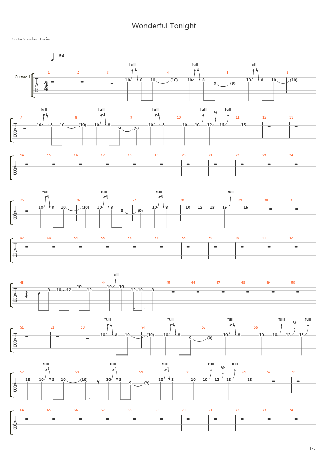 Wonderful Tonight吉他谱
