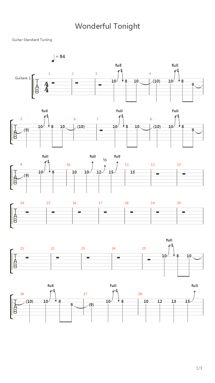 Wonderful Tonight吉他谱