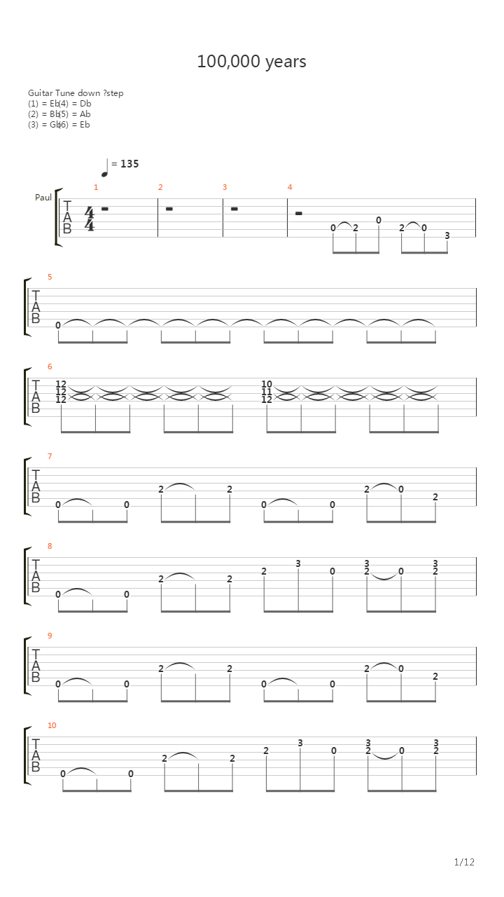 100 000 Years吉他谱