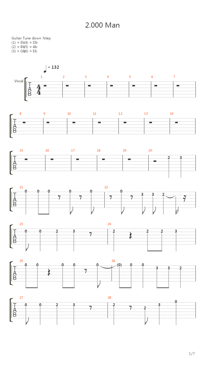 2000 Man吉他谱