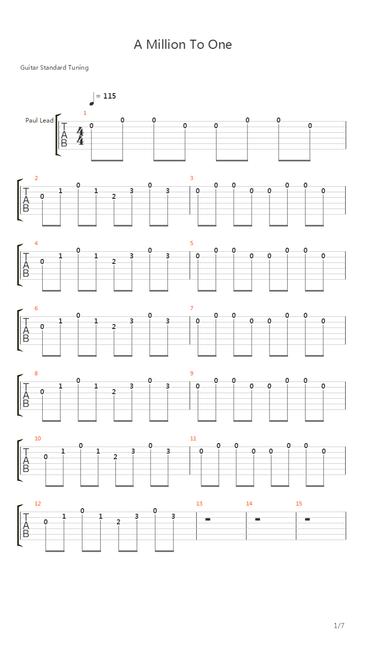 A Million To One吉他谱
