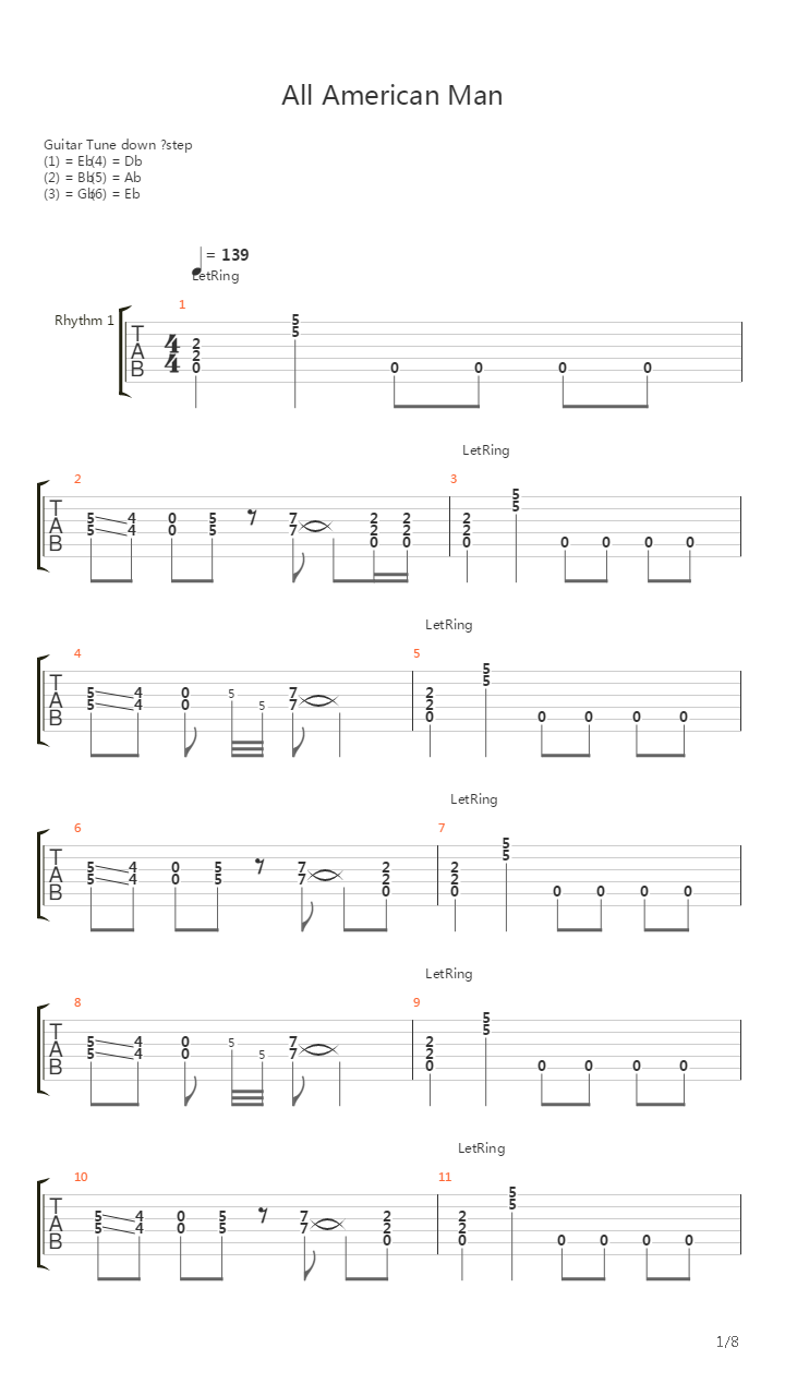 All American Man吉他谱