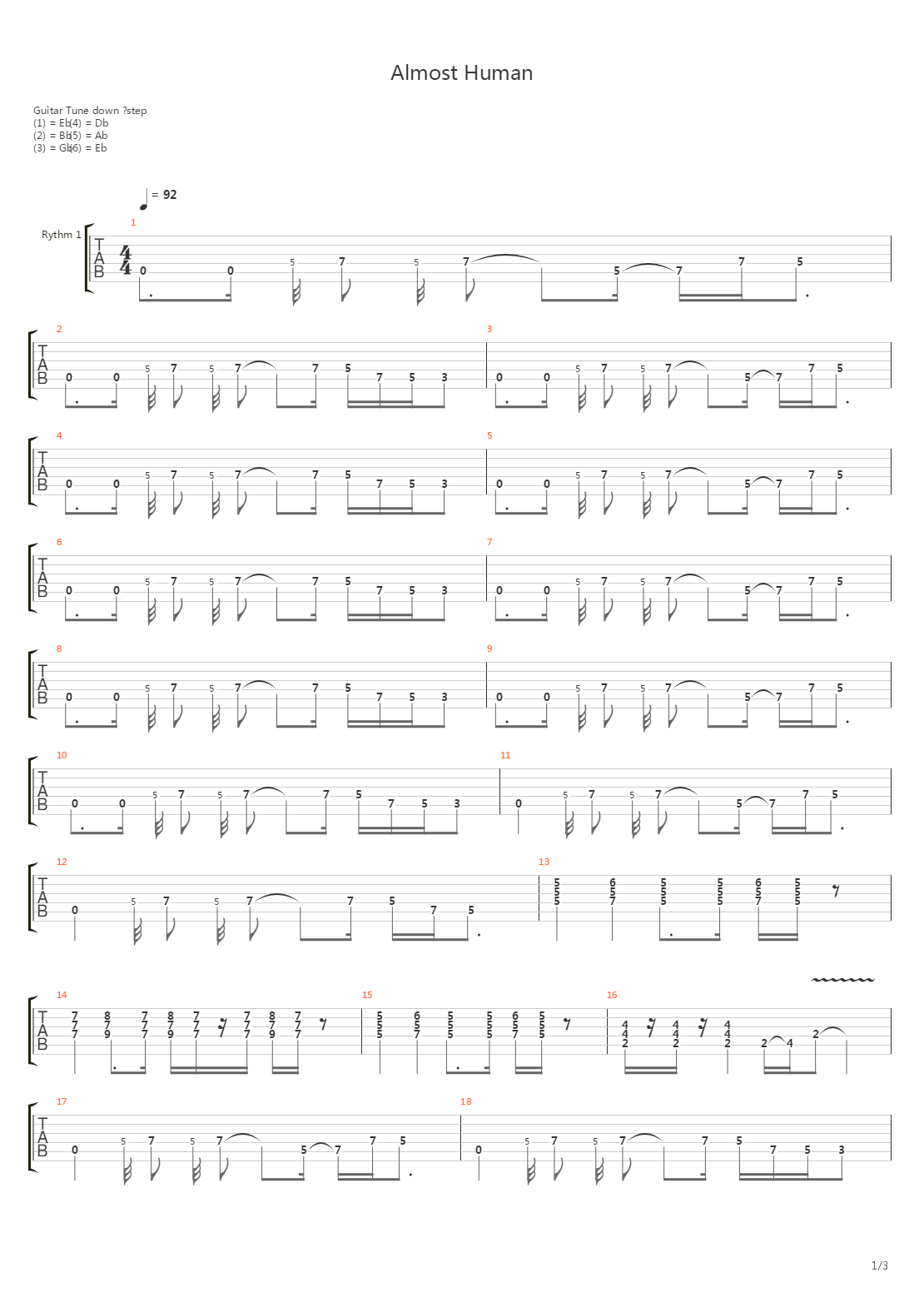 Almost Human吉他谱