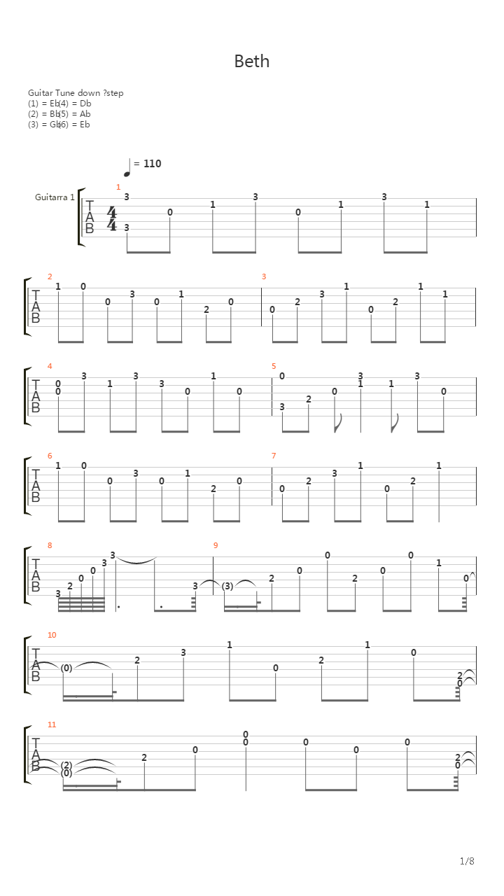 Beth吉他谱