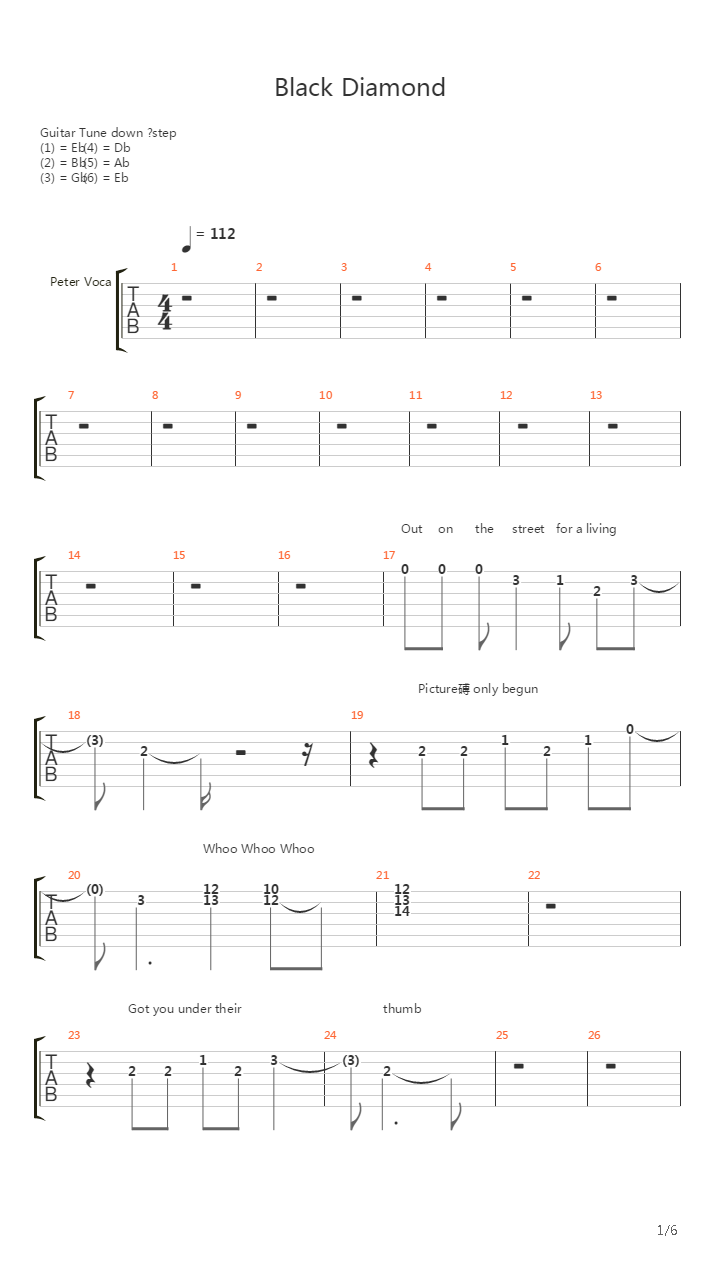 Black Diamond吉他谱