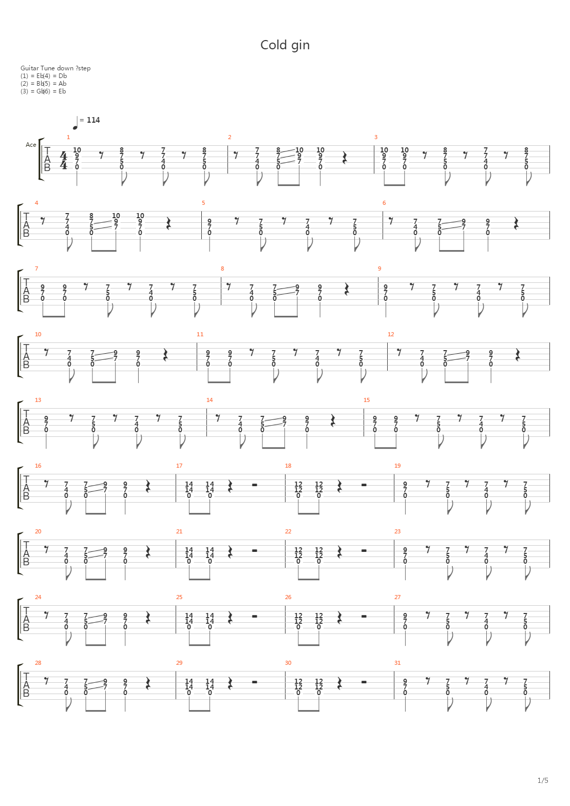 Cold Gin吉他谱