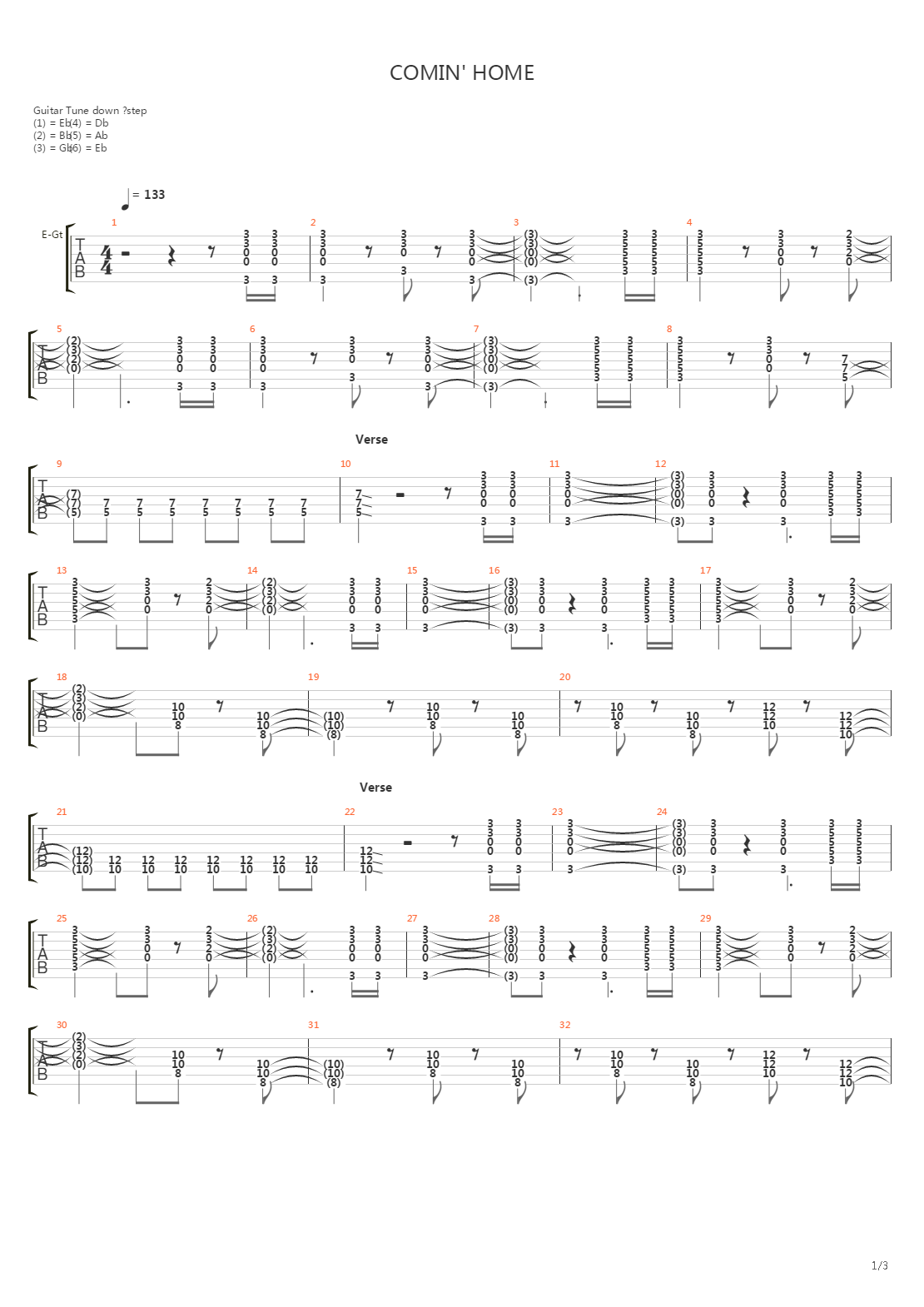 Comin Home吉他谱