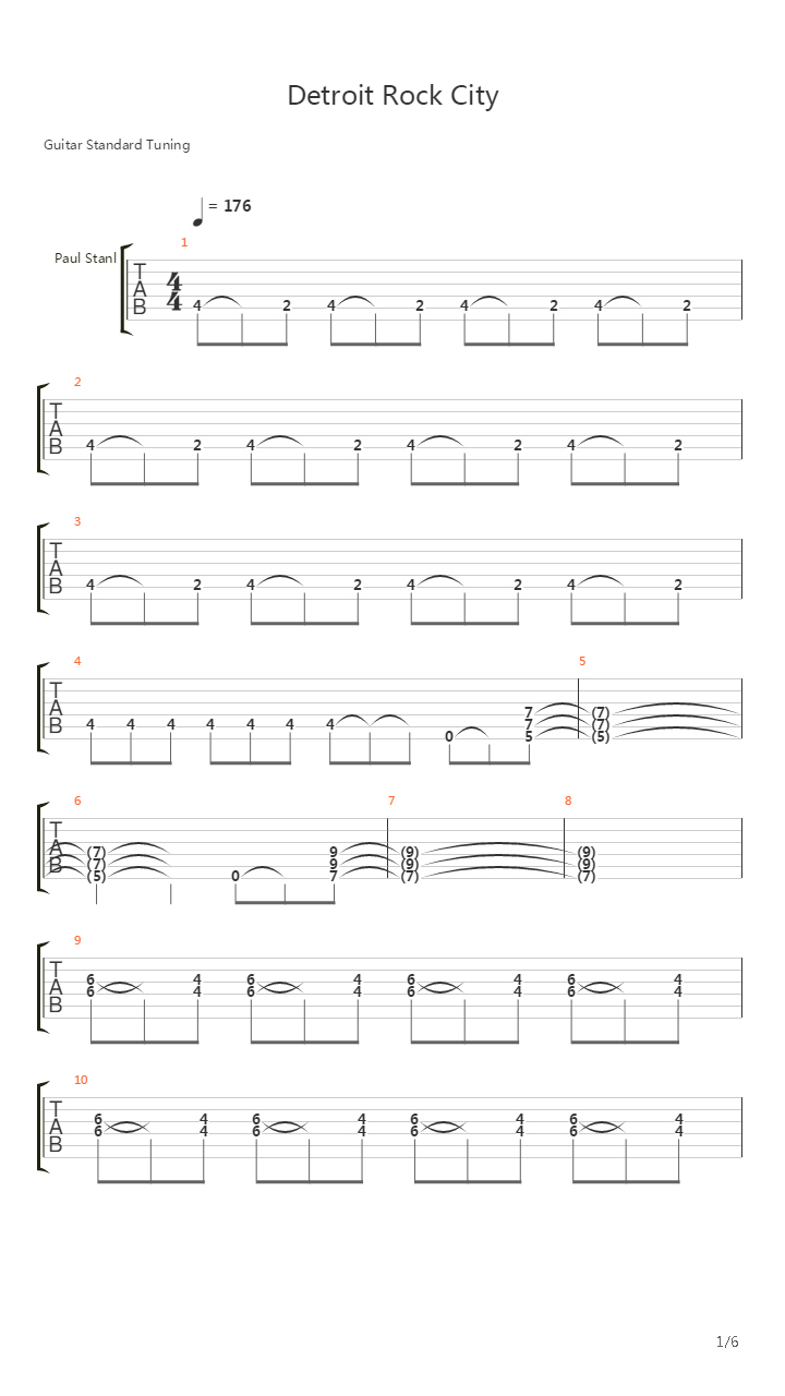 Detroit Rock City吉他谱