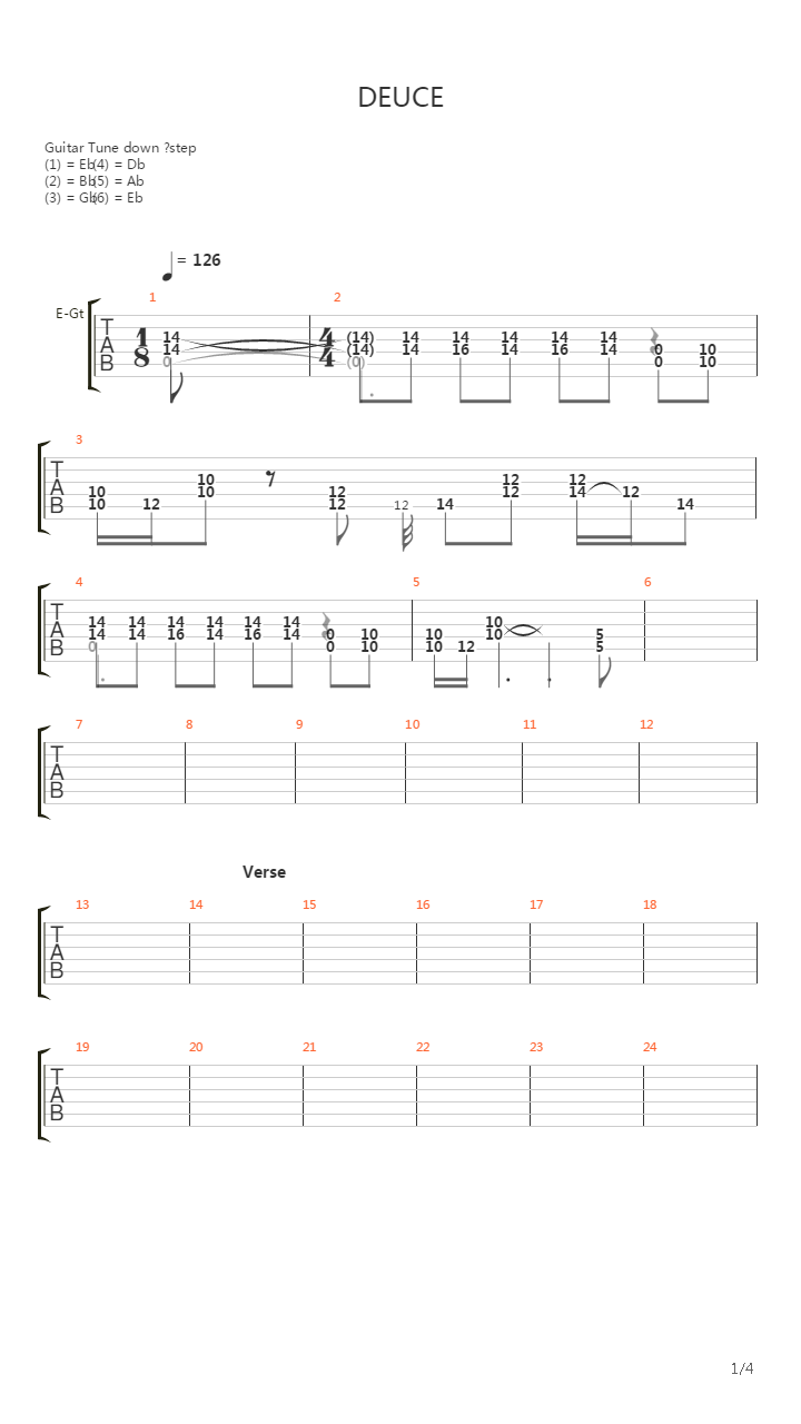 Deuce吉他谱