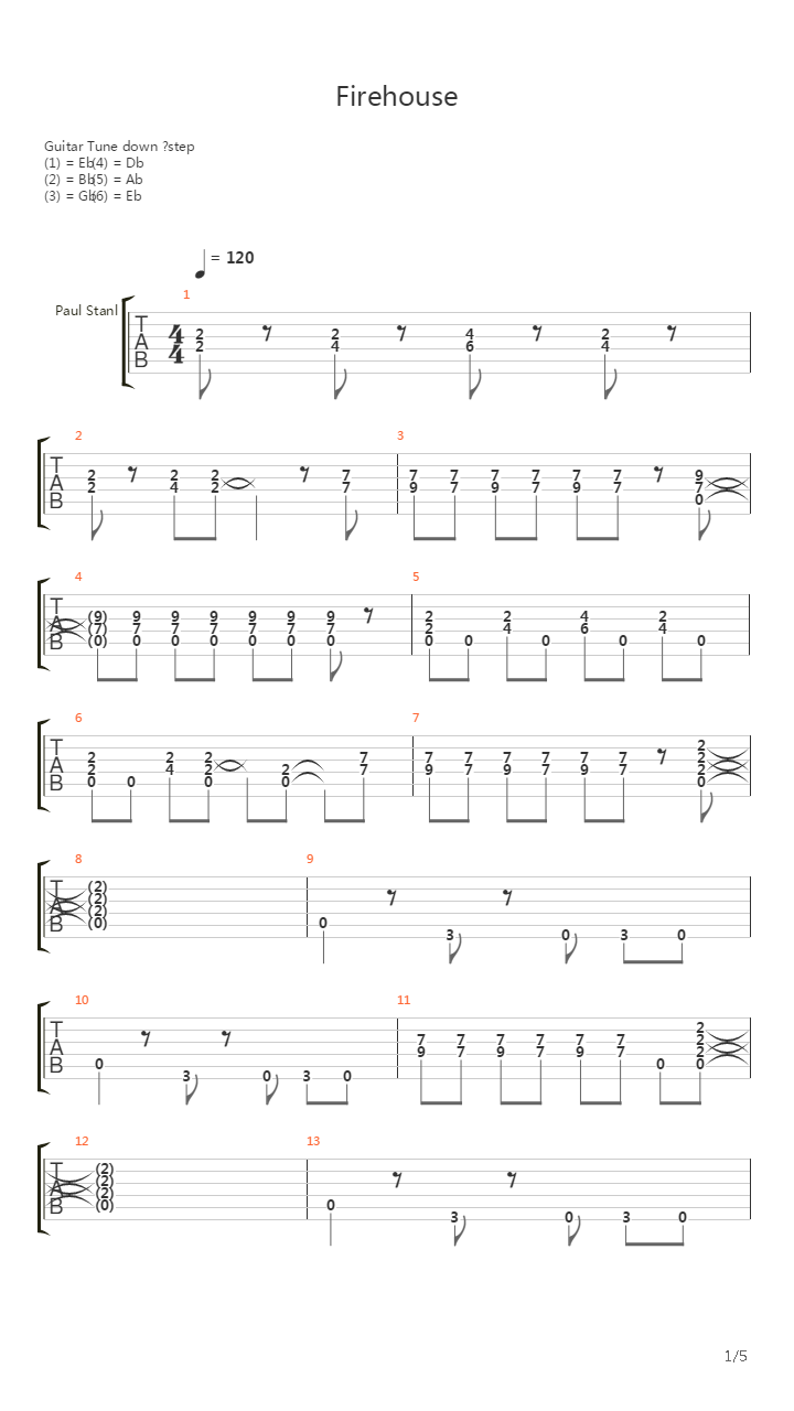 Firehouse吉他谱