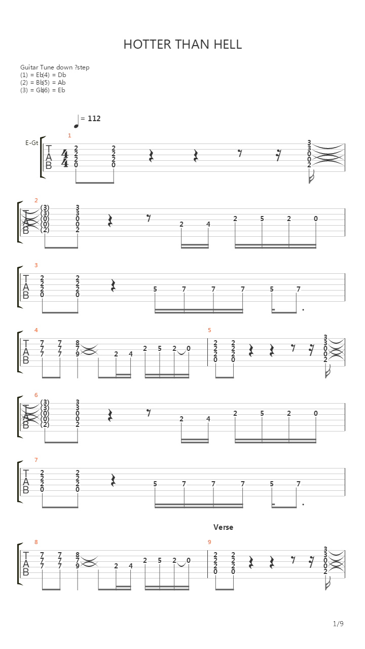 Hotter Than Hell吉他谱