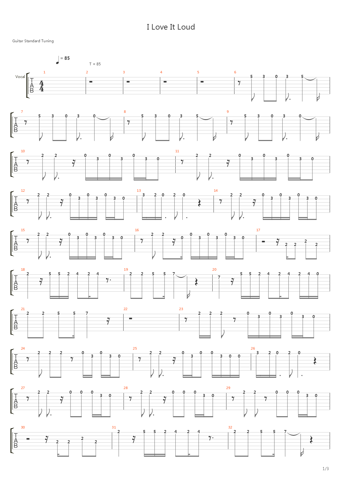 I Love It Loud吉他谱