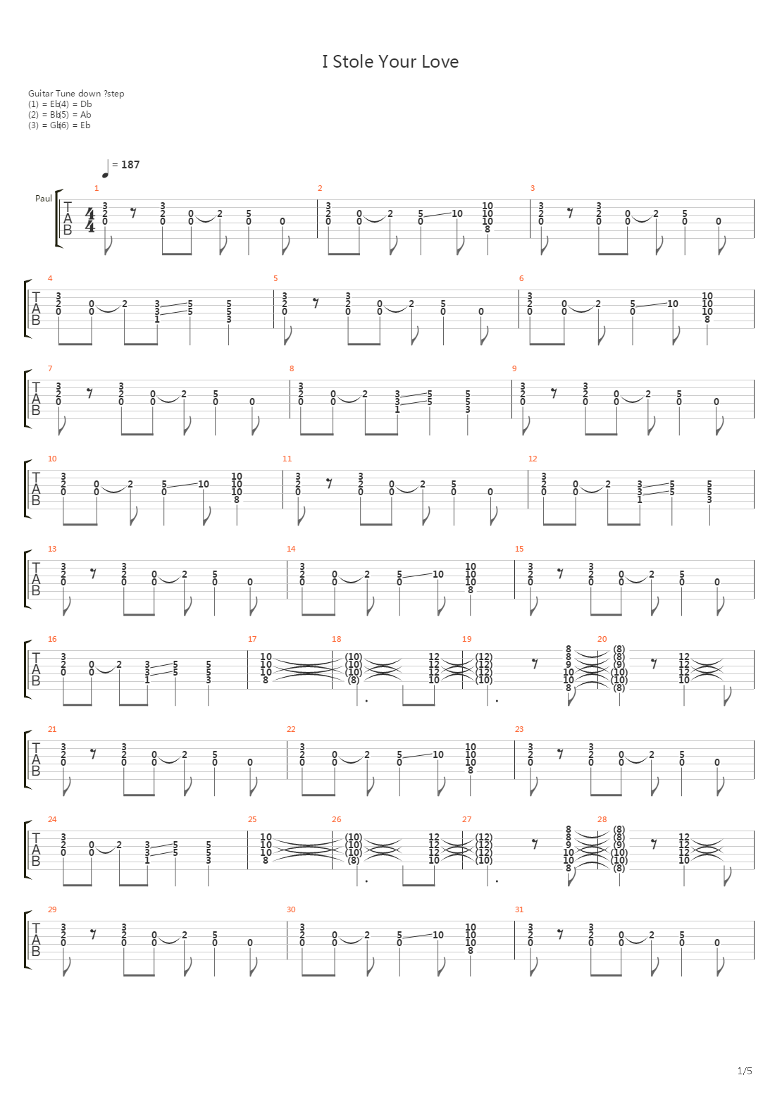 I Stole Your Love吉他谱